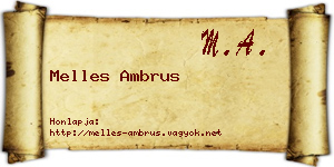 Melles Ambrus névjegykártya